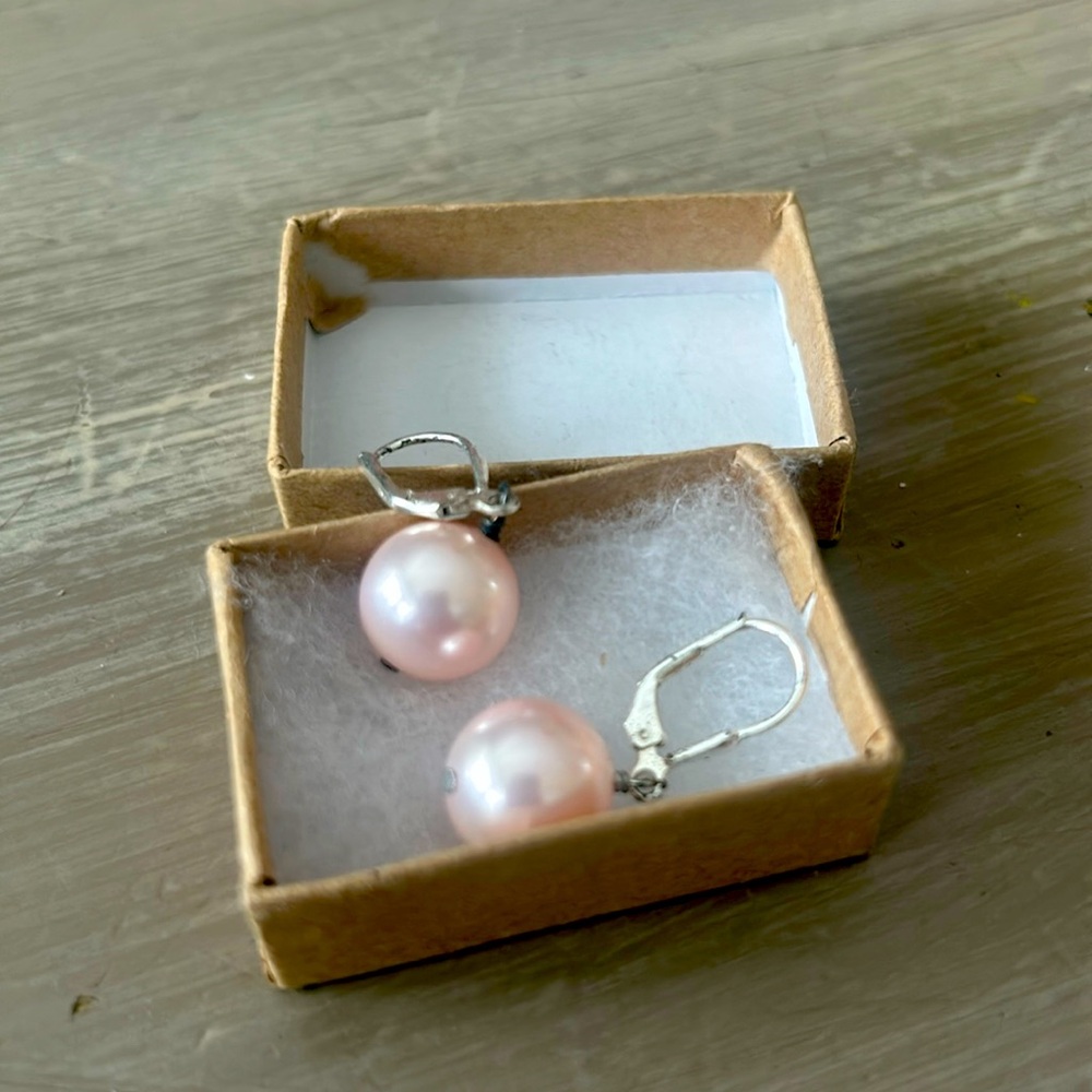 Classic Baby Pink Pearl Bridal Drop Earrings NEW